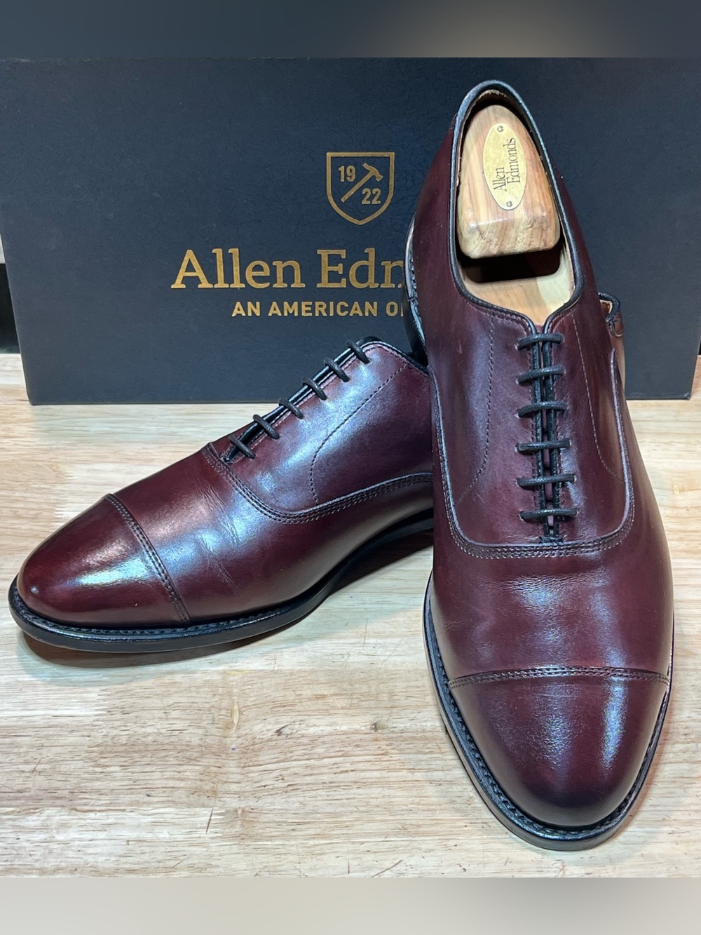 Allen Edmonds Boardroom ( Park Avenue ) Burgundy Cap Toe Oxfords Sz 11.5D EUC